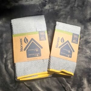 NORWEX - Diamond Textured Kitchen Towel & Cloth set ~ LE Graphite w/ Sunflower
